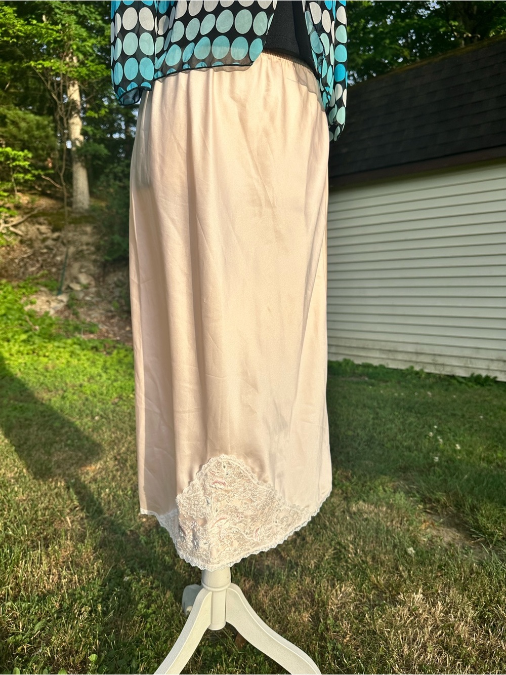 Women's Cream Lace-Trim Midi Skirt